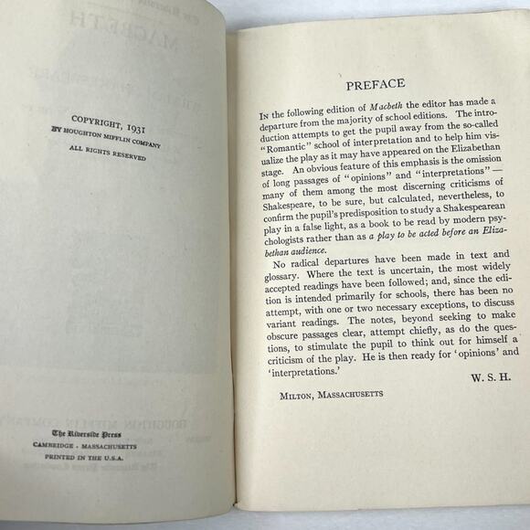 Vintage 1931 Riverside Literature Series Macbeth Play Book - Picture 8 of 8